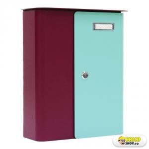 Cutie postala moderna Rottner Splashy, 357x295x100 mm, berry-turcoaz > Cutii postale
